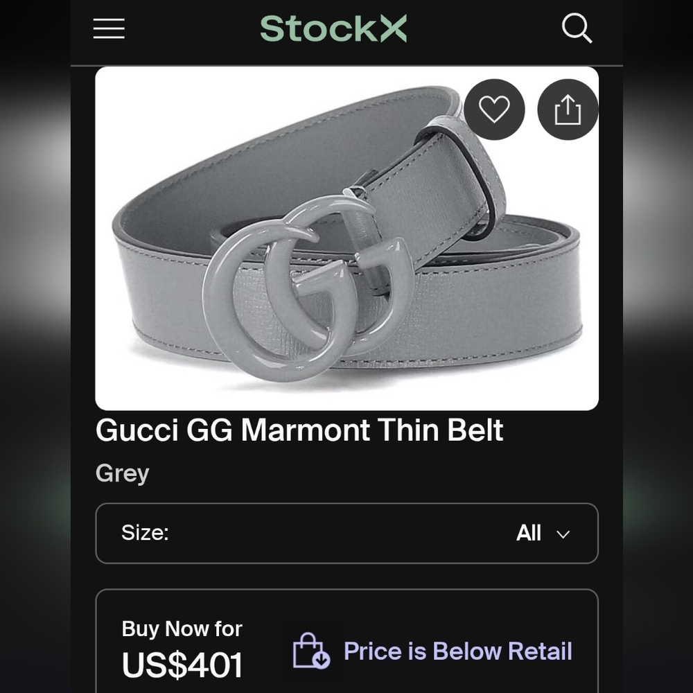 NWT Gucci Gray Leather Marmont GG Belt [Size 65cm / 26in] - Picture 6 of 6